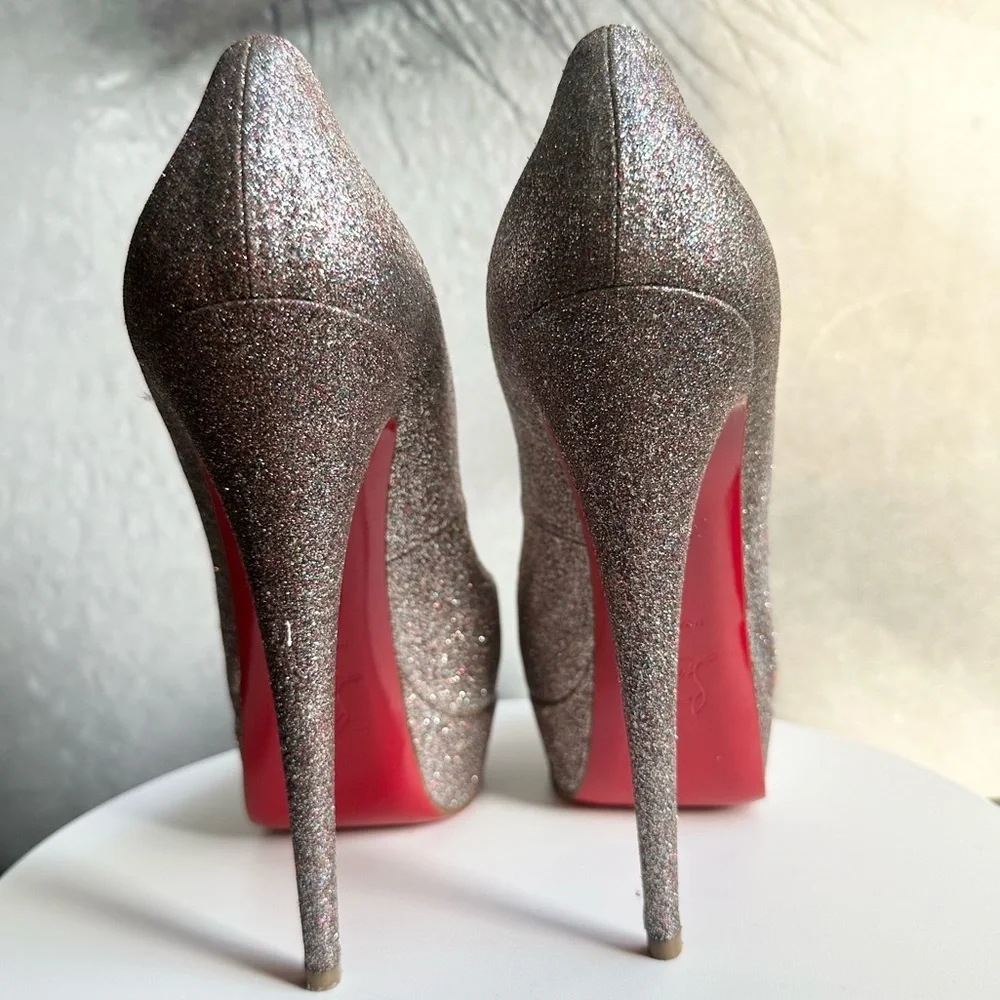 🌺 CHRISTIAN LOUBOUTIN🌺 Lady Peep 150 Glitter Pumps Size: 40 - Picture 9 of 15